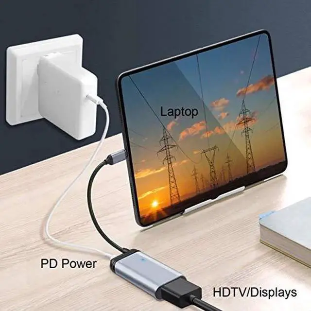 Alt view image 2 of 6 - AJMRTC USBC to DisplayPort Adapter, 4K 2K 60Hz Video Converter with Female PD Charging Port, USBC DP Monitor Converter for Laptops, Tablets, USBC Devices