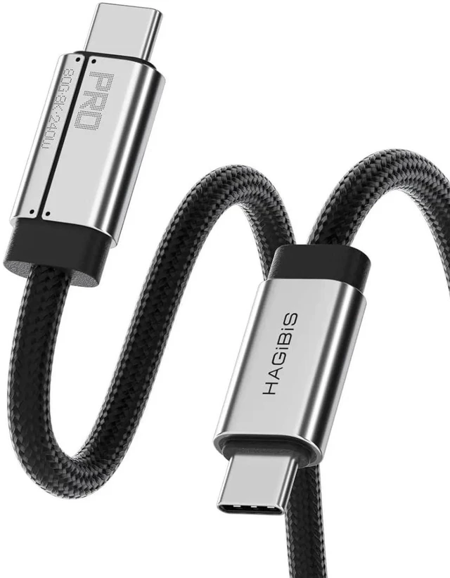 Main image of AJMRTC USB4 V2.0 Super Soft USBC to USBC Cable 1.6FT Silver, 80Gbps 240W PD Fast Charging, 8K@60Hz Video, Thunderbolt 5/4/3 Compatible for iPhone 17 16 Pro Max, iPad Pro, MacBook Pro