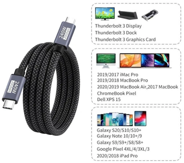 Alt view image 4 of 7 - AJMRTC 2M Super Coiled USBC Cable, USB3.2 / USB4.0 Hyper 20Gbps Data 240W PD Fast Charging Cord, 8K 5K 4K Video Output Retractable Spring Cable for Laptops, Tablets, USBC Smartphones