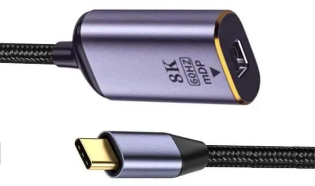 Alt view image 2 of 7 - AJMRTC USBC Source to MiniDP Female Cable, USB4 TypeC to Mini DisplayPort Adapter Cable, 8K@60Hz UHD 4K Video Output for Monitors, Displays, USBC Laptops with DP AltMode