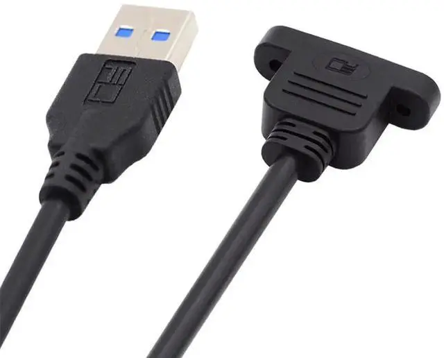 Main image of AJMRTC 50CM ScrewMount USB 3.0 Extension Cable, USBA Male to Micro USB 3.0 TypeB Female, 5Gbps PanelMount HeavyDuty Cord for Industrial Equipment, Enclosure Cabinet Connection