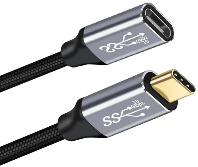 Main image of AJMRTC 3M USBC Extension Cable, Straight Male to Female USB 3.1 TypeC Cord with Protective Sleeve, 10Gbps Data 100W PD Fast Charging Extension for Laptops, Tablets, USBC Peripherals