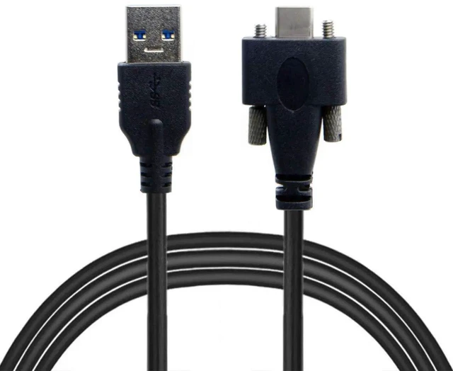 Main image of AJMRTC 3M DualScrew Locking USBC to USB3.0 TypeA Cable, PanelMount Industrial USB3.1 Gen1 Data Cord, VibrationResistant Secure Connection for Machine Vision Cameras & Industrial Devices