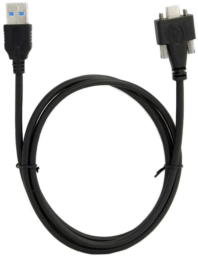Main image of AJMRTC 3m PanelMount DualScrew Locking USBC to USB3.0 TypeA Cable, USB3.1 Gen1 5Gbps Industrial Data Cord, AntiVibration Secure Connection for Machine Vision Cameras Industrial Equipment