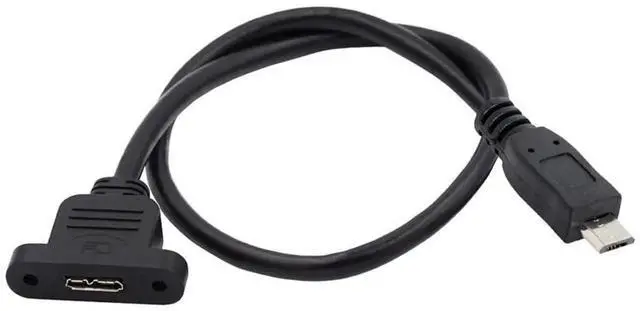 Main image of AJMRTC Screw Mount Micro USB 2.0 Male to Micro USB 3.0 TypeB Female Extension Cable 50cm, 480Mbps High Speed 5Pin Panel Mount Micro USB Extension Cord for Industrial Device, Camera, POS Machine