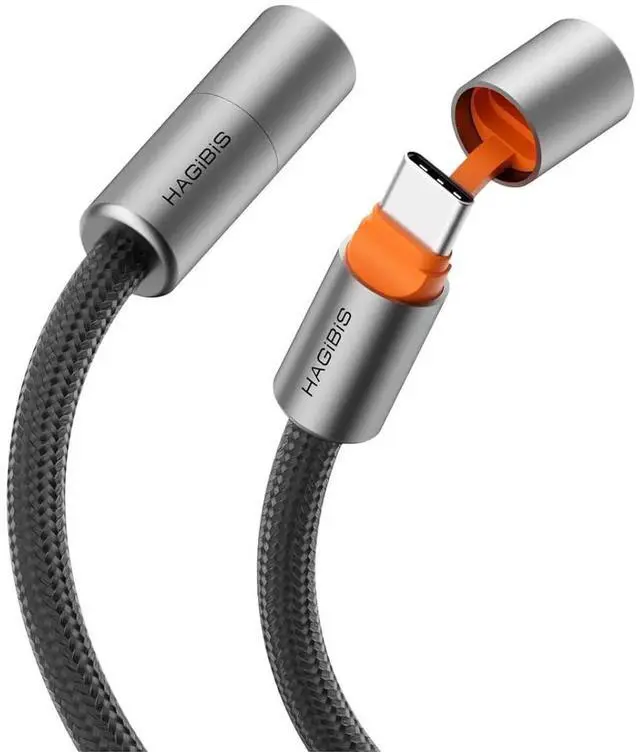 Main image of AJMRTC USBC Cable with Protective Cap, 240W PD 3.1 Fast Charging TypeC Cord, 480Mbps Data Transfer, for iPhone 15 16 17 Pro Max, iPad, MacBook Pro Air, Android Phones, Black Orange, 0.8Ft