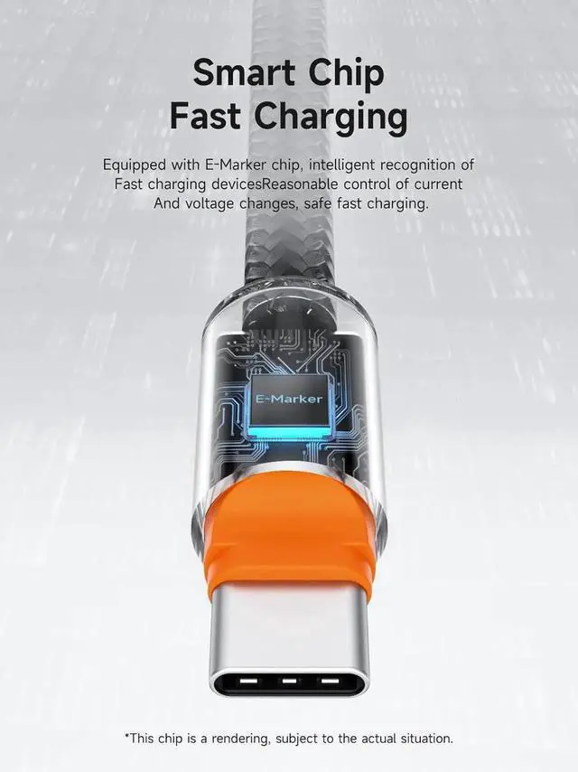 Alt view image 3 of 7 - AJMRTC USBC Cable with Protective Cap, 240W PD 3.1 Fast Charging TypeC Cord, 480Mbps Data Transfer, for iPhone 15 16 17 Pro Max, iPad, MacBook Pro Air, Android Phones, Black Orange, 0.8Ft