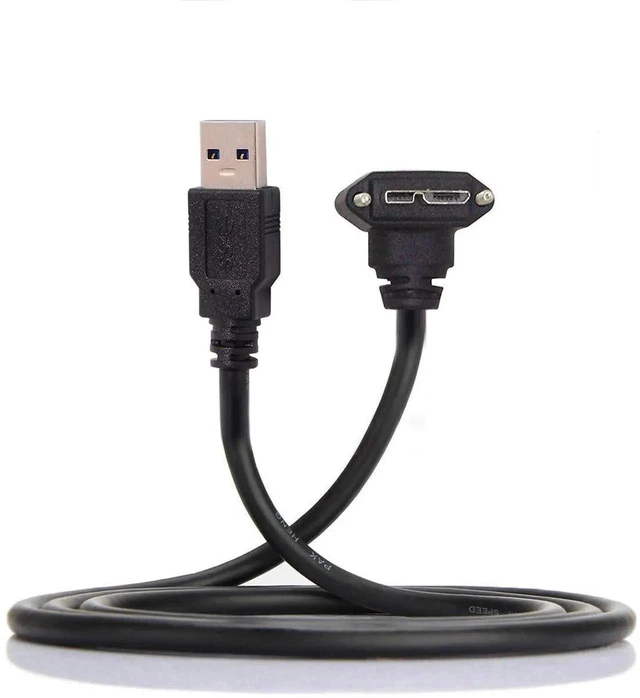 Alt view image 2 of 7 - AJMRTC 3M 90 Degree Right Angled Micro USB Screw Mount to USB 3.0 Data Cable, ScrewLock Panel Mount Cord for Point Grey Chameleon Industrial Camera, HighSpeed Industrial Vision Equipment Connection