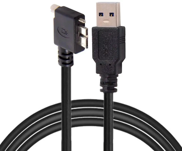 Main image of AJMRTC 3M 90 Degree Left Angled Micro USB Screw Mount to USB 3.0 Data Cable, ScrewLock Panel Mount Industrial Vision Cord for Industrial Camera, HighShield Machine Vision Connection Wire