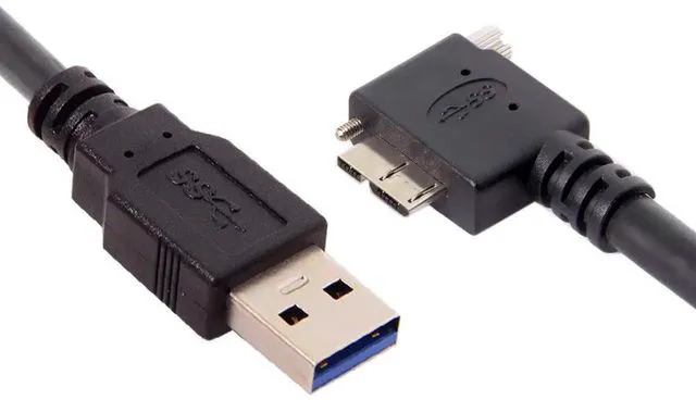 Alt view image 5 of 7 - AJMRTC 3M 90 Degree Left Angled Micro USB Screw Mount to USB 3.0 Data Cable, ScrewLock Panel Mount Industrial Vision Cord for Industrial Camera, HighShield Machine Vision Connection Wire