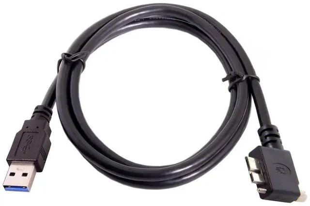 Alt view image 2 of 7 - AJMRTC 3M 90 Degree Left Angled Micro USB Screw Mount to USB 3.0 Data Cable, ScrewLock Panel Mount Industrial Vision Cord for Industrial Camera, HighShield Machine Vision Connection Wire