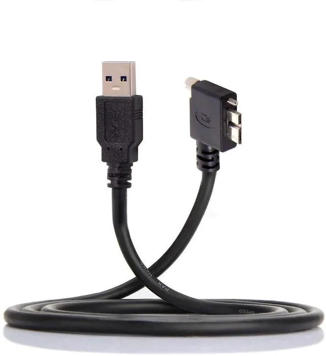 Alt view image 3 of 7 - AJMRTC 3M 90 Degree Left Angled Micro USB Screw Mount to USB 3.0 Data Cable, ScrewLock Panel Mount Industrial Vision Cord for Industrial Camera, HighShield Machine Vision Connection Wire