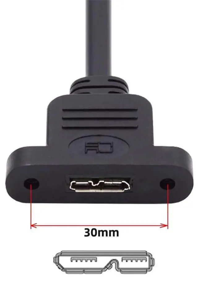 Alt view image 6 of 7 - AJMRTC 5Gbps USB 3.0 TypeB Male to Micro USB 3.0 TypeB Female Screw Mount Extension Cable 50CM, Panel Mount HighSpeed Data Extension Cord for Industrial Equipment, Camera, POS Hardware