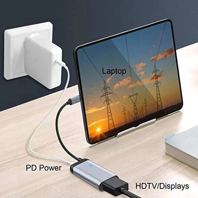 Alt view image 3 of 6 - AJMRTC USBC to Mini DP Adapter, TypeC to Mini DisplayPort Monitor Converter 4K@60Hz 2K@60Hz with Female PD Charging Port, Thunderbolt 3/4 Compatible for Laptop, PC, External Display, Projector
