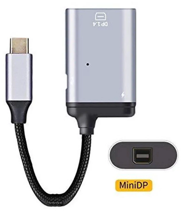 Alt view image 4 of 6 - AJMRTC USBC to Mini DP Adapter, TypeC to Mini DisplayPort Monitor Converter 4K@60Hz 2K@60Hz with Female PD Charging Port, Thunderbolt 3/4 Compatible for Laptop, PC, External Display, Projector
