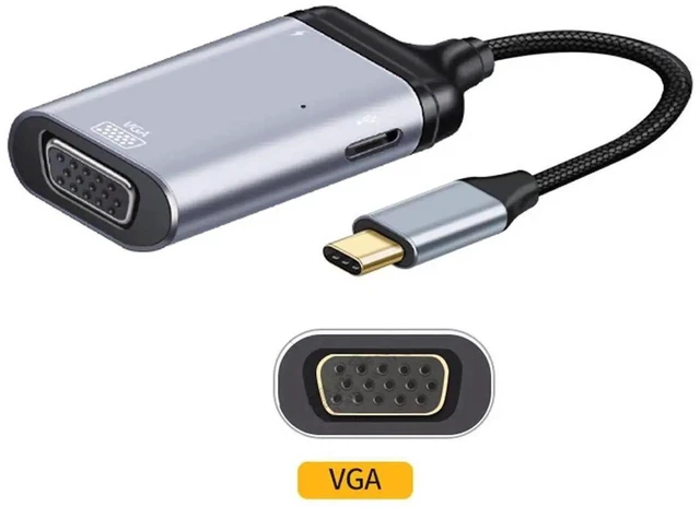 Alt view image 6 of 7 - AJMRTC USBC to VGA Adapter, TypeC to VGA RGB HDTV Converter 1080P@60Hz with PD Female Power Port, Thunderbolt 3/4 Compatible for Laptop, PC, Monitor, Projector, HD Display