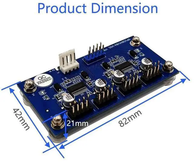 Alt view image 5 of 7 - AJMRTC Motherboard 9Pin USB Header 1 to 4 Female Extension Cable Card, 2Way 9Pin USB 2.0 Hub Splitter to 8Port USB 2.0 with Extra Power Supply & Magnetic Base for PC Case Internal Front Panel Expan