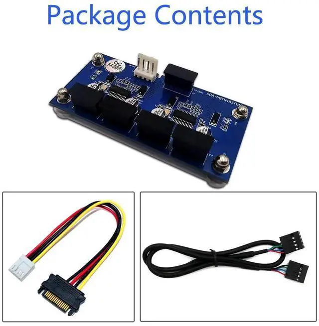 Alt view image 4 of 7 - AJMRTC Motherboard 9Pin USB Header 1 to 4 Female Extension Cable Card, 2Way 9Pin USB 2.0 Hub Splitter to 8Port USB 2.0 with Extra Power Supply & Magnetic Base for PC Case Internal Front Panel Expan