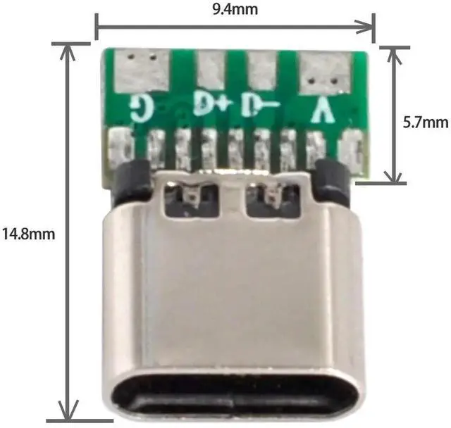 Alt view image 7 of 7 - AJMRTC 10 Set DIY 4Pin USBC Female Socket Connector, SMT Type TypeC Receptacle with PC Board, Housing and 3.0mm SR Strain Relief, for Electronic Repair, DIY Project, PCB Soldering Modification