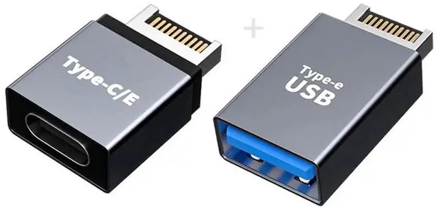 Main image of AJMRTC 2Pcs USB 3.1 Front Panel Header Male TypeE to TypeA & TypeC Adapter, Motherboard Internal Extension Data Connector for PC Case Front Port, Desktop DIY Modification