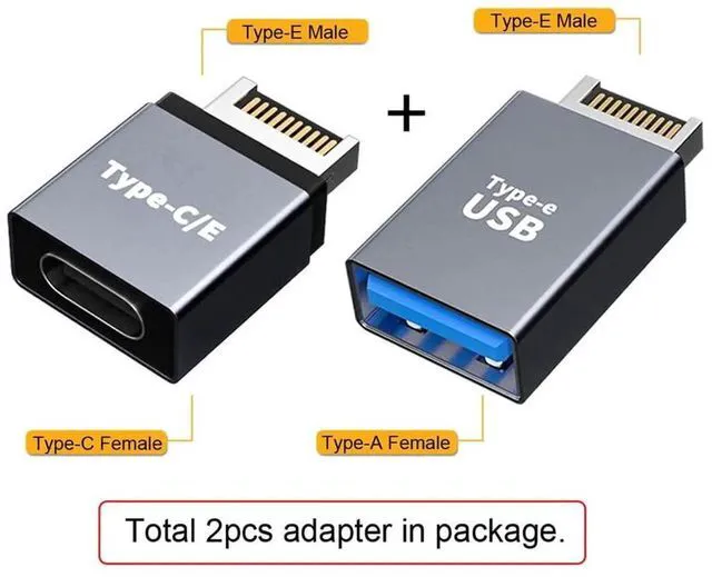 Alt view image 2 of 7 - AJMRTC 2Pcs USB 3.1 Front Panel Header Male TypeE to TypeA & TypeC Adapter, Motherboard Internal Extension Data Connector for PC Case Front Port, Desktop DIY Modification