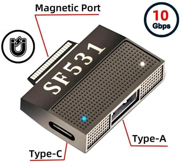 Alt view image 4 of 7 - AJMRTC SF531 Surface Magnetic Adapter, Surface Connect to USB3.1 TypeA & 15V TypeC PD Charging Data Converter, for Surface Pro9 Pro8 Pro7 Pro6 Pro X, Surface Go, Surface Book, PD Power Supply Adapte