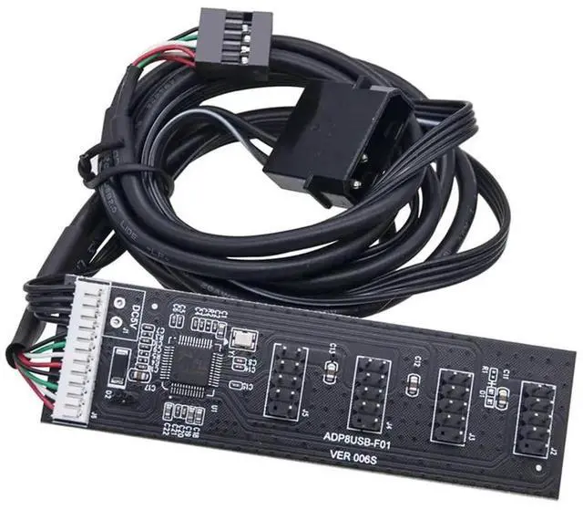 Main image of AJMRTC USB 2.0 9Pin 10Pin Header 1 to 4 Female Splitter Extension Cable Hub, Motherboard Internal USB Port Multiplier with IDE 5V Power Connector for PC Case Internal Expansion, RGB Controller, Fan