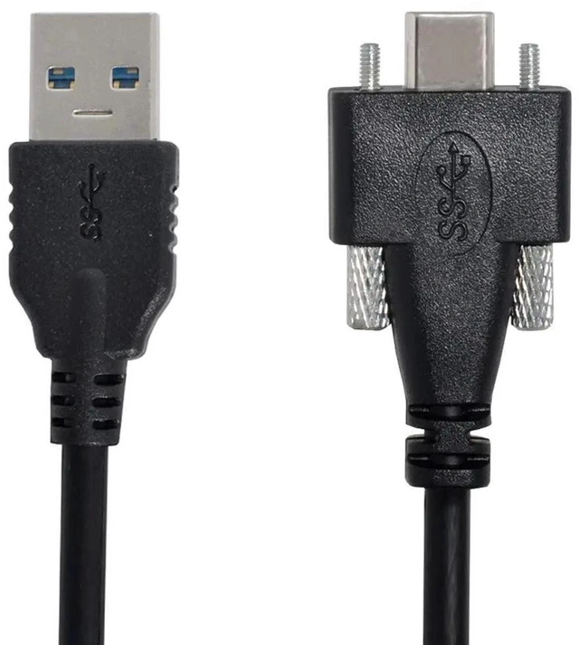 Alt view image 4 of 7 - AJMRTC 3M Panel Mount USB 3.1 TypeC Dual Screw Locking to Standard USB3.0 Male Data Cable, ScrewLock Fixed Industrial Cord for Industrial Camera, Machine Vision Equipment, Embedded Hardware