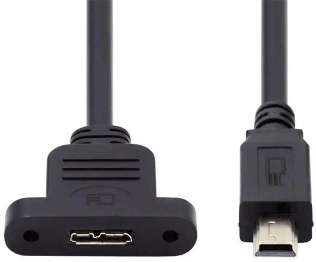 Main image of AJMRTC 50cm ScrewMount 5Pin Mini USB 2.0 Male to Micro USB 3.0 TypeB Female Extension Cable, 480Mbps Industrial PanelMount Cord for Embedded Equipment, Surveillance Device, Hardware Repair DIY