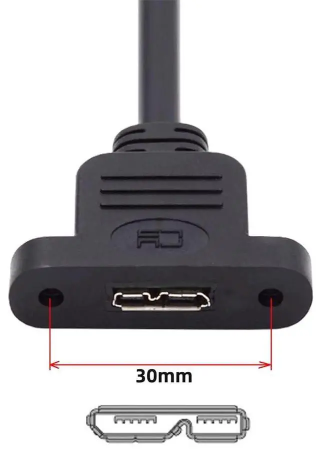 Alt view image 3 of 7 - AJMRTC 50cm ScrewMount 5Pin Mini USB 2.0 Male to Micro USB 3.0 TypeB Female Extension Cable, 480Mbps Industrial PanelMount Cord for Embedded Equipment, Surveillance Device, Hardware Repair DIY