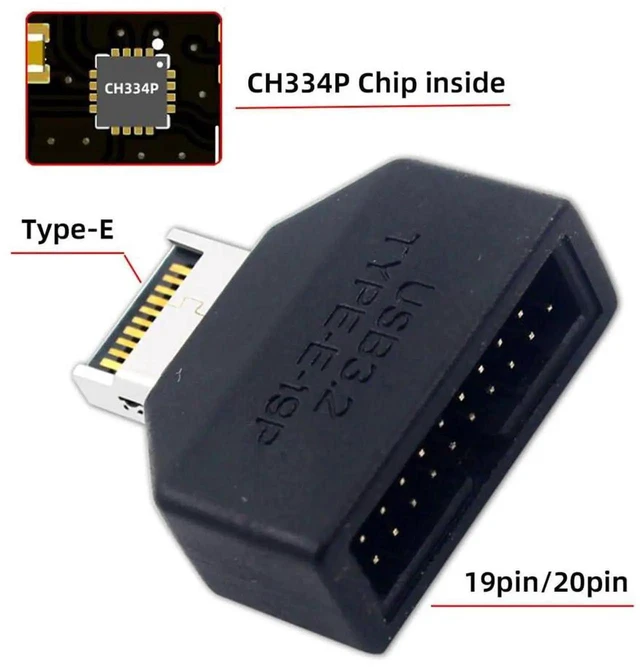Alt view image 6 of 7 - AJMRTC TypeE USB 3.1 Front Panel Header Male to USB 3.0 20Pin Female Motherboard Expansion Adapter with Builtin Chipset, Internal Mainboard Port Converter for PC Case Front Panel Connection