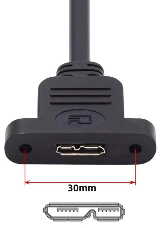 Alt view image 3 of 7 - AJMRTC USB 2.0 TypeB Male to Micro USB 3.0 TypeB Female Screw Panel Mount Extension Cable 50cm, 480Mbps Data Cord for Industrial Camera, External Hard Drive, Cabinet DIY Install