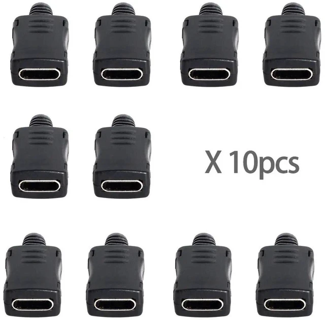 Alt view image 4 of 7 - AJMRTC 10 Set DIY 4Pin USB 2.0 TypeC Female Socket SMT Connector Kit, with PC Board, Housing and 3.0mm SR Strain Relief for Electronic Project DIY Repair
