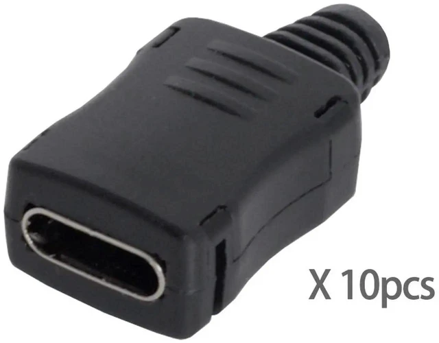 Alt view image 7 of 7 - AJMRTC 10 Set DIY 4Pin USB 2.0 TypeC Female Socket SMT Connector Kit, with PC Board, Housing and 3.0mm SR Strain Relief for Electronic Project DIY Repair