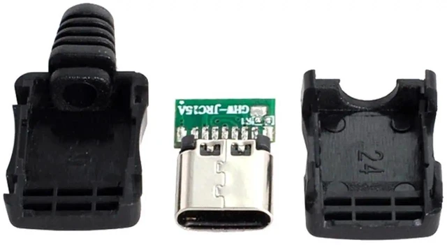 Alt view image 2 of 7 - AJMRTC 10 Set DIY 4Pin USB 2.0 TypeC Female Socket SMT Connector Kit, with PC Board, Housing and 3.0mm SR Strain Relief for Electronic Project DIY Repair