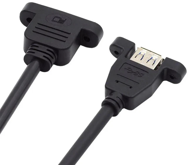 Main image of AJMRTC USB 3.0 TypeA Female to Micro USB 3.0 TypeB Female Screw Panel Mount Extension Cable 50CM, 5Gbps Data Transfer Cord for Industrial Equipment Cabinet DIY Installation