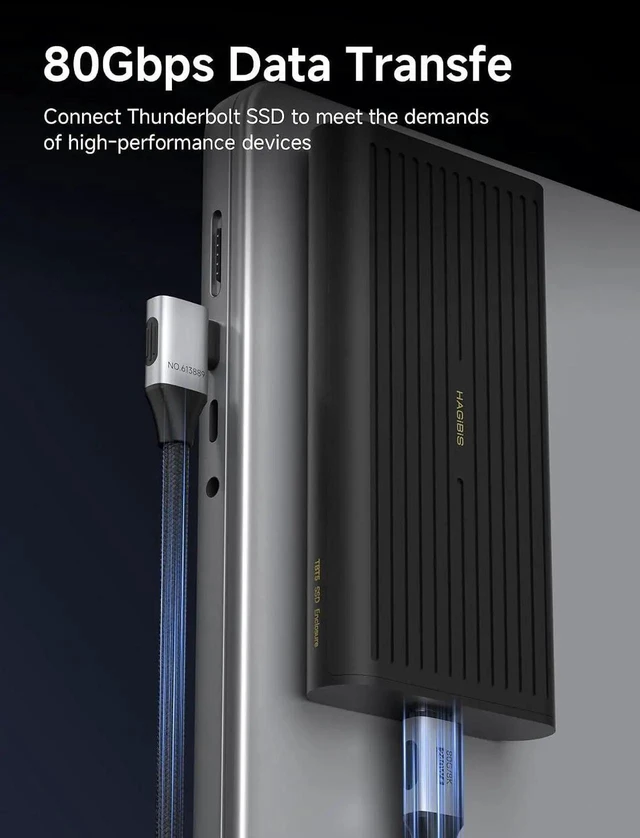 Alt view image 4 of 7 - AJMRTC 90 Degree Right Angle USB4 V2.0 USBC to USBC Cable 0.8FT Braided, 80Gbps 240W PD Charging 8K@60Hz Video Cord for iPhone 17 16 15 Pro Max, iPad Pro, MacBook, Thunderbolt 5/4