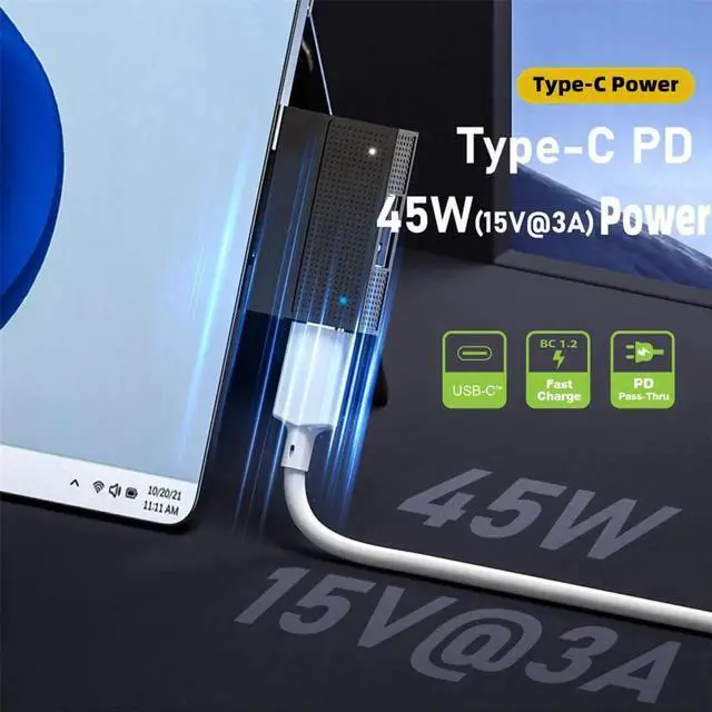 Alt view image 5 of 7 - AJMRTC SF532 Magnetic Charging Adapter, 15V PD Magnetic to USB3.1 TypeA & USBC Female Data Charge Converter for Surface Pro 9 8 7 6 Pro X, Surface Go, Surface Book Laptops