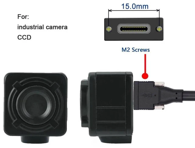 Alt view image 2 of 7 - AJMRTC 5M USB 3.1 TypeC to Standard USB3.0 Data Cable, Dual ScrewLocking Panel Mount Connectors for Industrial Camera, Machine Vision Equipment Stable Signal Transmission