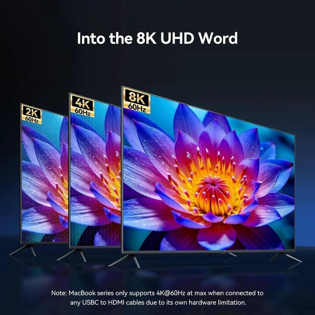 Alt view image 7 of 7 - AJMRTC USBC to HDMI 2.1 Braided Cable 5FT, 8K@60Hz 4K@240Hz HighSpeed Video Cord, Thunderbolt 3/4/5 Compatible for iPhone 15 16 17 Series, MacBook, iPad, Surface, Galaxy, XPS