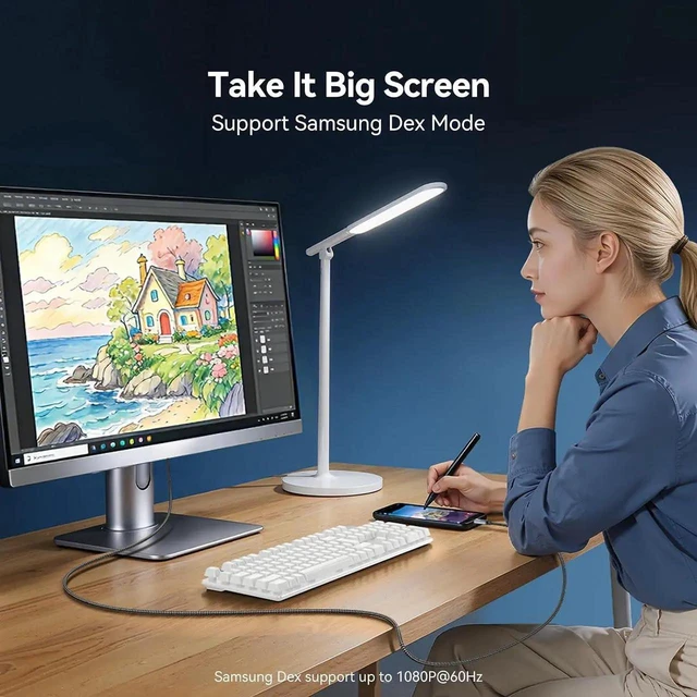 Alt view image 5 of 7 - AJMRTC USBC to HDMI 2.1 Braided Cable 5FT, 8K@60Hz 4K@240Hz HighSpeed Video Cord, Thunderbolt 3/4/5 Compatible for iPhone 15 16 17 Series, MacBook, iPad, Surface, Galaxy, XPS