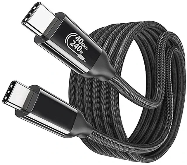 Main image of AJMRTC USB4 TypeC Cable 6.6FT(2M), 40Gbps 240W PD Fast Charging Cord, 8K@60Hz Dual 4K@60Hz MST 4K@144Hz Video, Thunderbolt 4 Compatible for Docking Station, Monitor, Laptop
