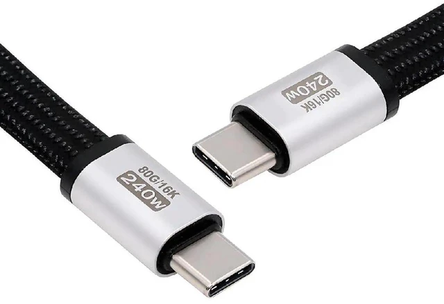 Main image of AJMRTC 18cm Flat Slim FPC USB4.0 Gen4 80Gbps Magnetic USBC Cable, 240W PD Charging 16K@30Hz 8K 5K@60Hz Video Cord Compatible with Thunderbolt 3/4/5 Devices