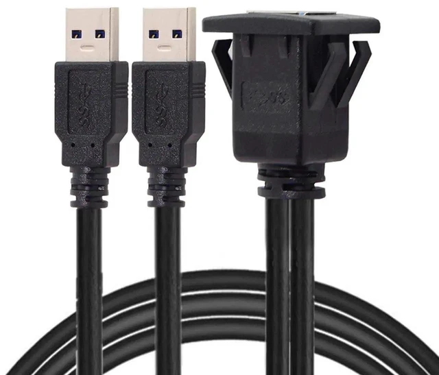 Alt view image 3 of 6 - AJMRTC 1M Waterproof Dual USB 3.0 LatchMount Car AUX Extension Cable, Panel Dashboard Mount Cord for Vehicle Console, Marine, Motorcycle Waterproof Port Installation