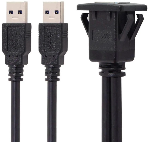 Alt view image 2 of 6 - AJMRTC 1M Waterproof Dual USB 3.0 LatchMount Car AUX Extension Cable, Panel Dashboard Mount Cord for Vehicle Console, Marine, Motorcycle Waterproof Port Installation