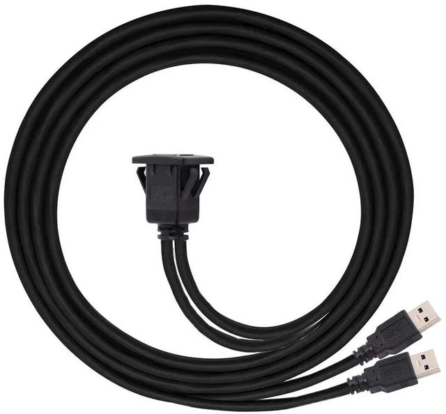 Alt view image 6 of 6 - AJMRTC 1M Waterproof Dual USB 3.0 LatchMount Car AUX Extension Cable, Panel Dashboard Mount Cord for Vehicle Console, Marine, Motorcycle Waterproof Port Installation