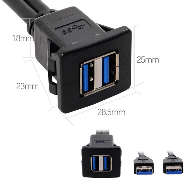 Alt view image 4 of 6 - AJMRTC 1M Waterproof Dual USB 3.0 LatchMount Car AUX Extension Cable, Panel Dashboard Mount Cord for Vehicle Console, Marine, Motorcycle Waterproof Port Installation