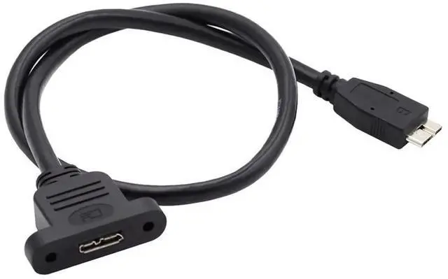 Main image of AJMRTC Micro USB 3.0 Male to Micro 3.0 TypeB Female Screw Panel Mount Extension Cable, 5Gbps HighSpeed Data Cord for Industrial Camera, Cabinet Kiosk Equipment Installation