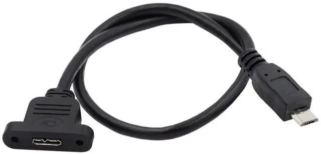 Main image of AJMRTC Micro USB 2.0 5Pin Male to Micro 3.0 TypeB Female Screw Panel Mount Extension Cable, 480Mbps Data Cord for Kiosk, Industrial Device, Cabinet DIY Installation