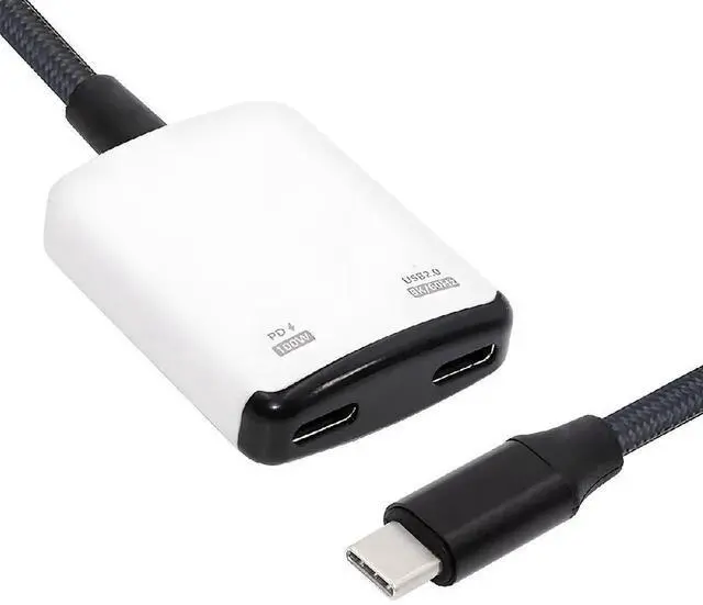 Main image of AJMRTC White USBC 1to2 Splitter Cable for VR AR Glass, 8K Video OTG USBC Female 100W PD Power Cord for NS Handheld Console, Laptop, Tablet, Smartphone